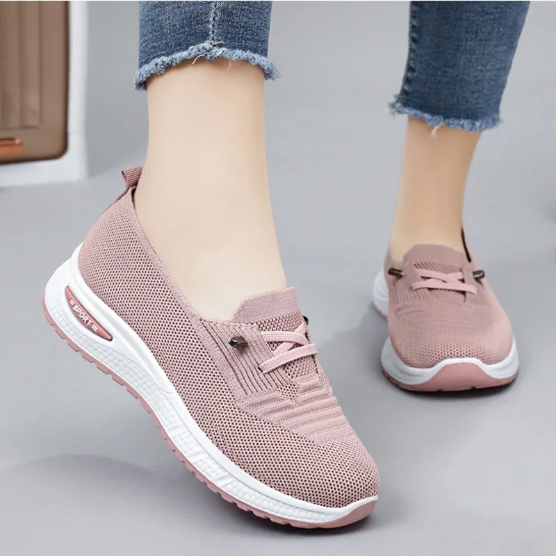 Women's Casual Shoes Fashion Breathable Walking Mesh Flat Shoes Sneakers Women 2026 Gym Shoes Pink Footwear Zapatillas De Mujer 1