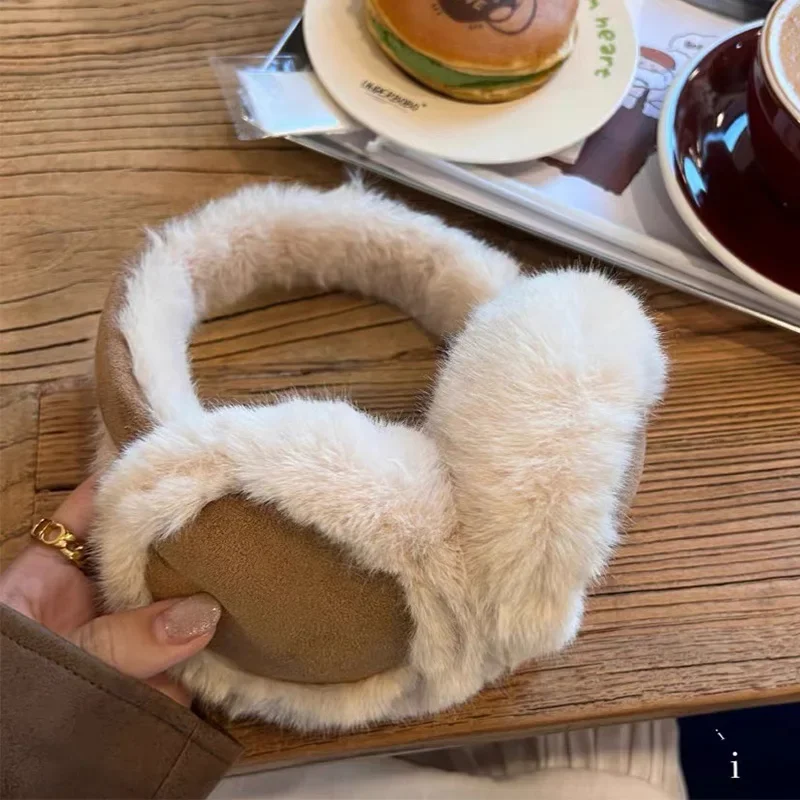 Ear Muffs Hair Dye Ear Muffs Fashion Plush Ear Muffs Foldable Thicken Wool Ear Cover for Women Men Winter Warm Suede Earflap Outdoor Cold Protection