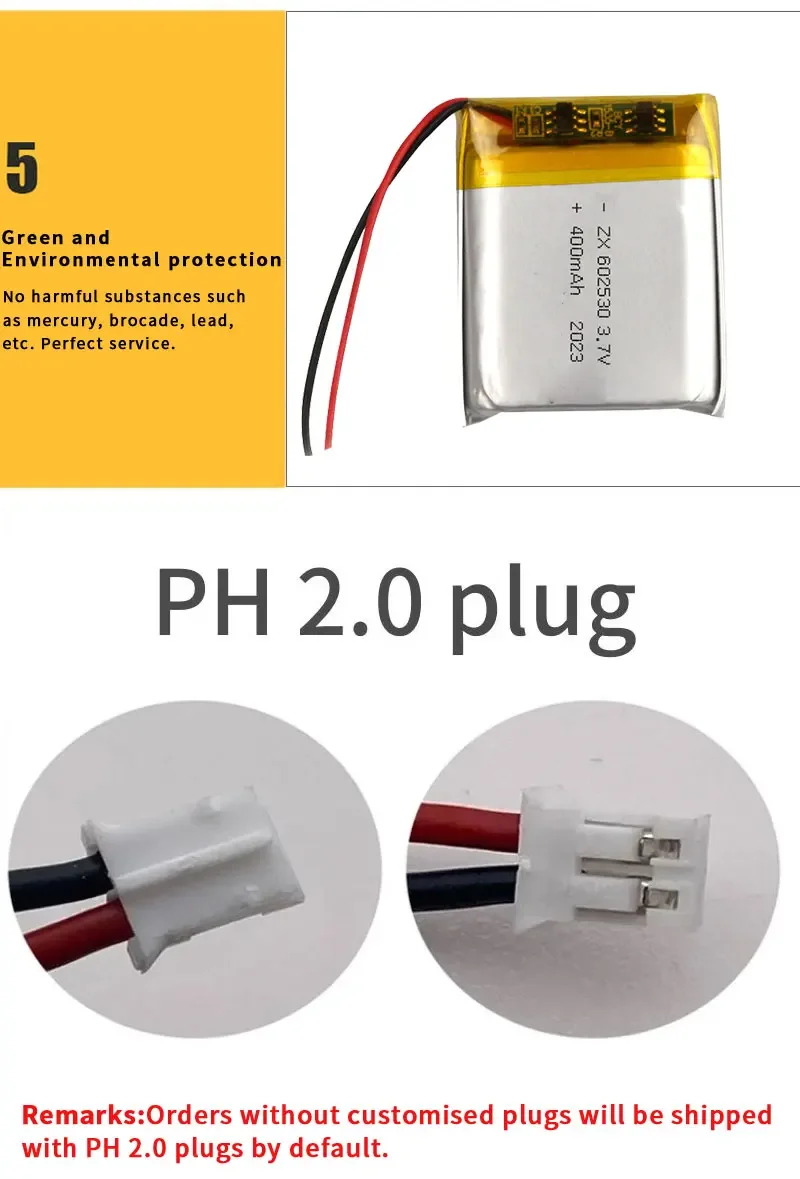1-10pcs Battery 400mAh 3.7V LiPo 602530 062530 Polymer