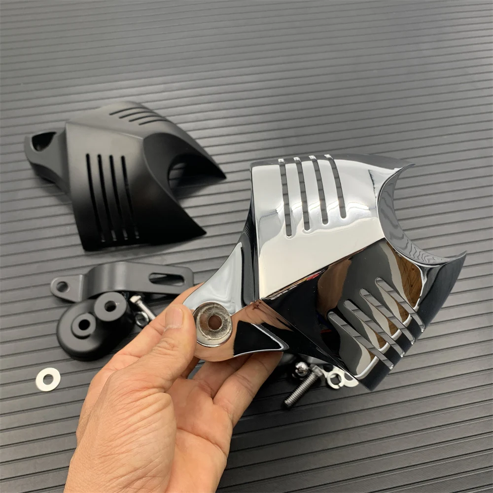 AluminumMotorcycleVshieldStockCowbellHornCoverForHarleyDyna