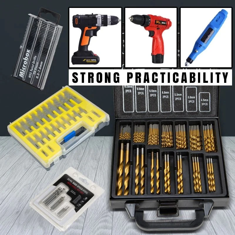 

Набор сверл из титановой высокоскоростной стали, 20/25/150/99 шт.