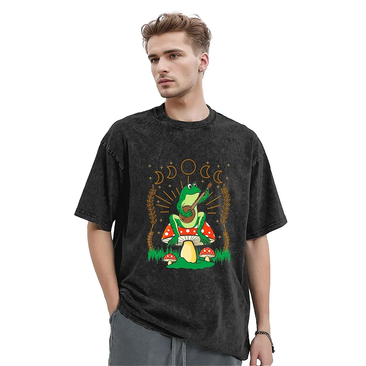 Maglietta A Fungo Estate Dark Academia Frog Magliette Vintage 2024 Cotone Maglietta Carina Per Uomo Manica Corta Design Top