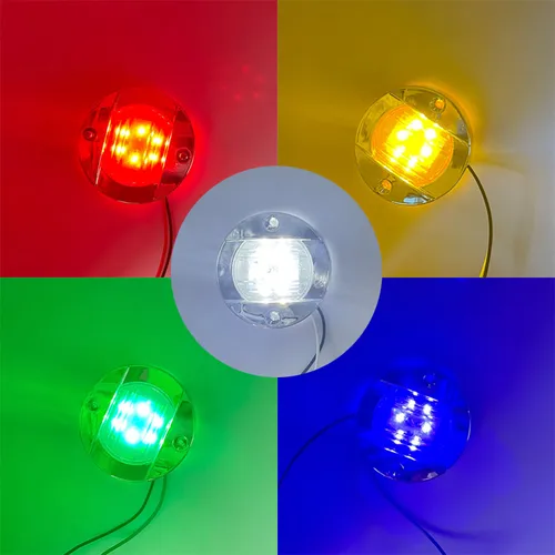 해양 보트 트랜섬 LED 선미 조명, 원형 콜드 화이트 LED 테일 램프, 요트 액세서리, 블루, 화이트, 옐로우, 그린, 레드, DC12V, 24V, 1 개 6