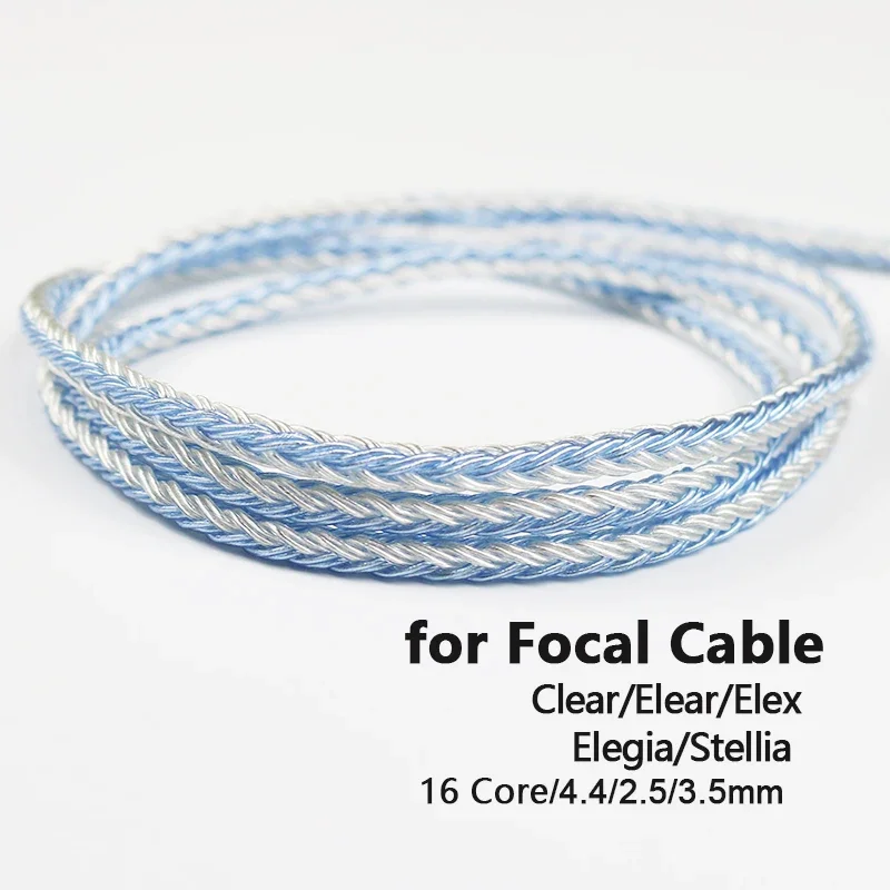 

4.4mm Balance 2.5 3.5mm for Focal Cable Clear Elear Elegia Stellia Elex 7N OCC Earphones Silver Plated Upgrade With MIC 16 Core