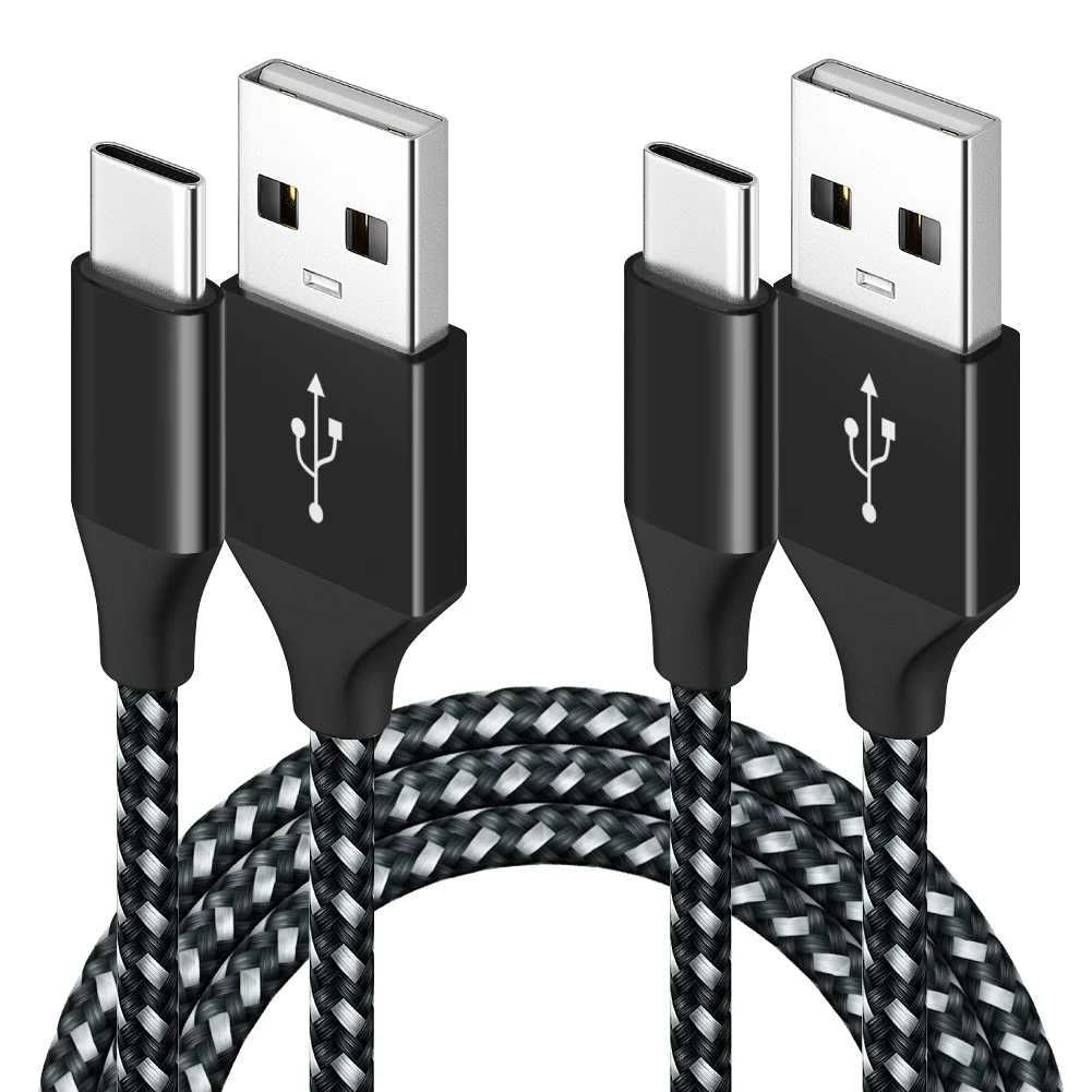2 יחידות 5 יחידות כבל USB מצופה ניילון מסוג A לסוג C כבל טעינה מהירה נתונים עבור Xiaomi Huawei P30 P40 ProFor Samsung S21 Ultra