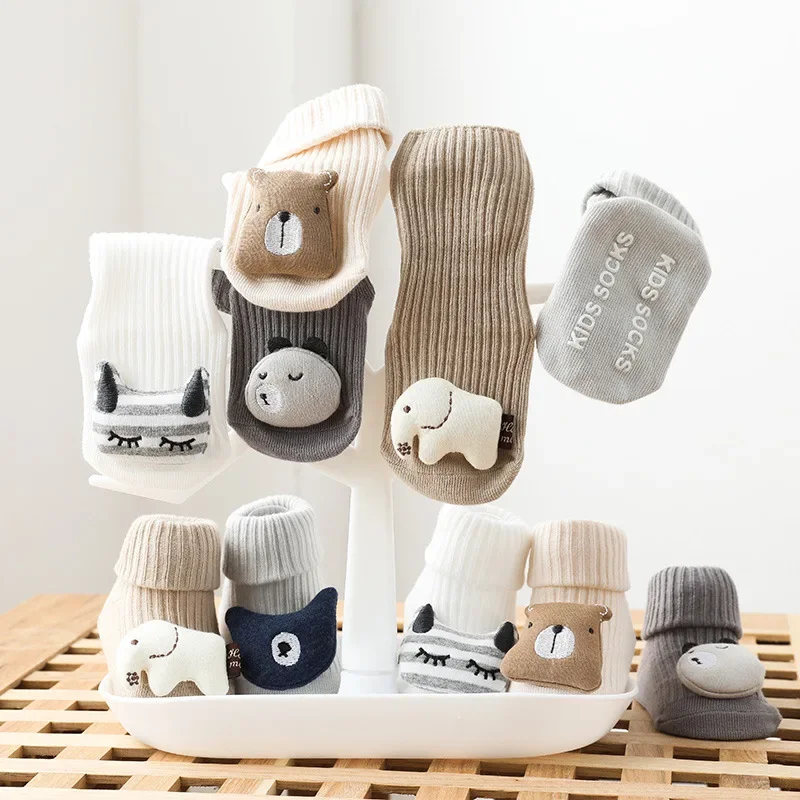Spring and Autumn Newborn Three-dimensional Cartoon Doll Baby Socks Dispensing Anti-Slip Loose Baby Socks Children's Floor Socks