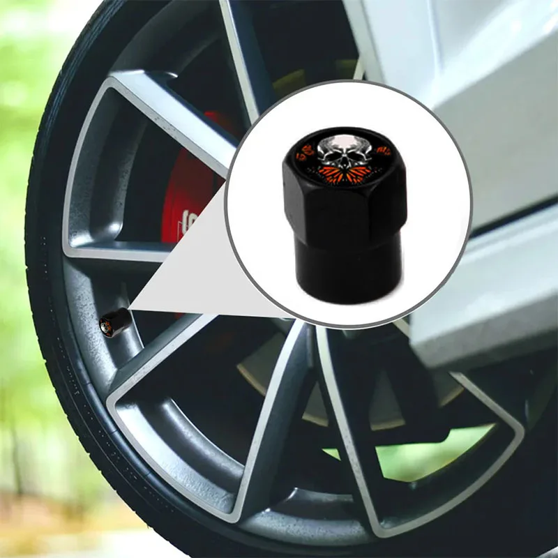 4 Pcs Car Tire Valve Caps Style Tire be dust-proof Valve Cap Aluminum Wheel Stem Air Caps Car Universal Accessories