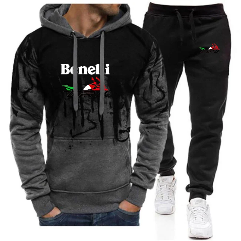 Benelli TRK 502X 2023 Men's New Spring and Autumn style Gradient Color Fashion Hooded Comfortable Trousers Sports Suit Clothe