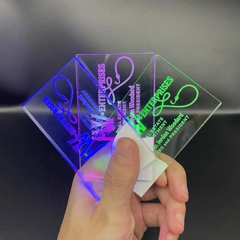 

Customized.product.New design custom holographic glowing light card printing luxury led acrylic business card with led