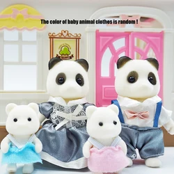 Easter Bunny Family Forest Animal Dollhouse Miniature Set for Girls (Panda Family)