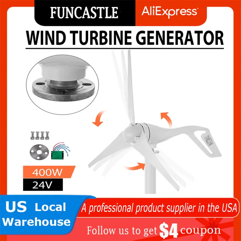 Turbine Eoliche 400W Wind Hybrid Generator 24V 3 Blades Pwm Controller Alternatore Per Home Turbina Motor Portable Muslimate