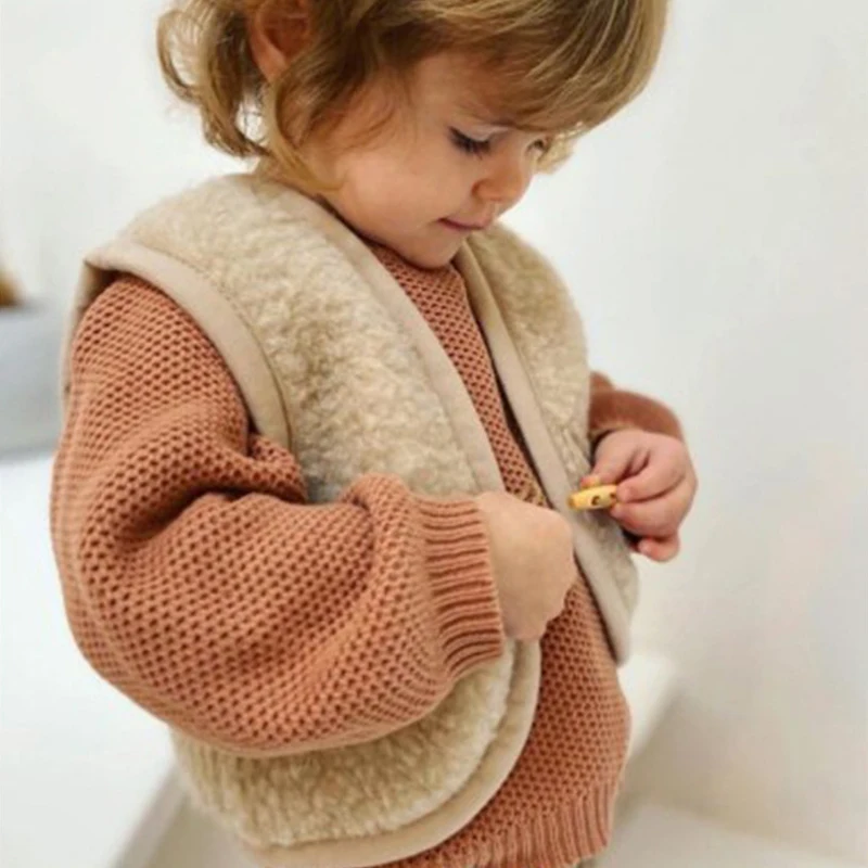 Baby Boys Vest New Winter Kids Clothes Sleeveless Cardigan Brand Girls Jacket Cotton Infant Fur Coat Casual Cute Warm Outwear