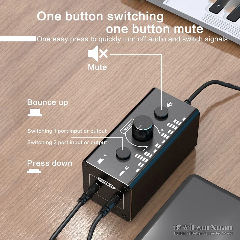 Aux mm de Áudio Jack Divisor Interruptor a em Extensão Fêmea para Fêmea Vias Analógico Amplificador Falante Adaptador Swticher - Imagem 5