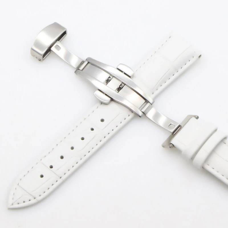 Luxurious Genuine Leather Watch Strap with Butterfly Buckle and Tool Kit