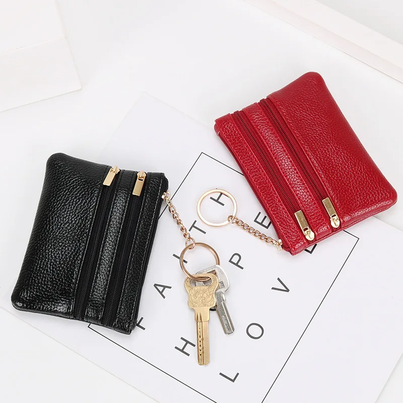 Zero Wallet Women's Short PU Leather Small Wallet Multifunctional Card Bag Soft Leather Key Bag Zipper card case holder coin purse key purse