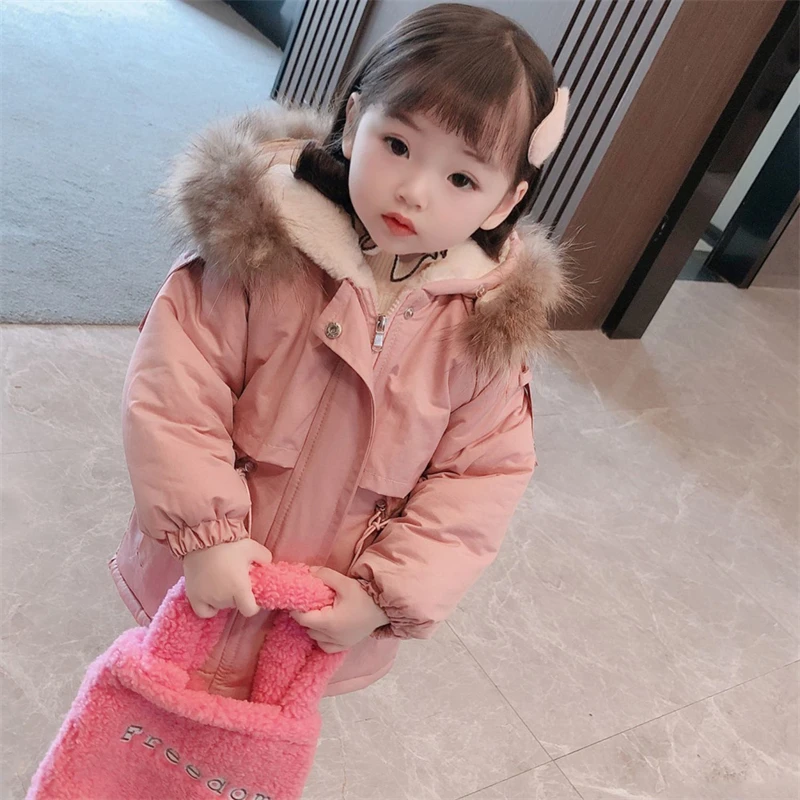 여아용 후드 플러스 벨벳 코트, 두꺼운 외투, 따뜻한 겨울 상의, 면, 십대 양털, 어린이 C, 2023, 가을