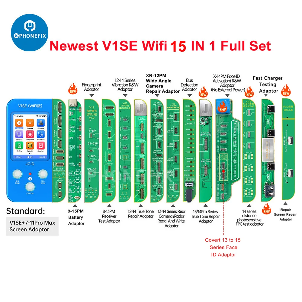 JC V1SE Wifi Programmer for iPAD /iPhone  X 11 12 13 Mini 14 15PM Original Color Touch Shock Rear Camera Face ID Battery Repair