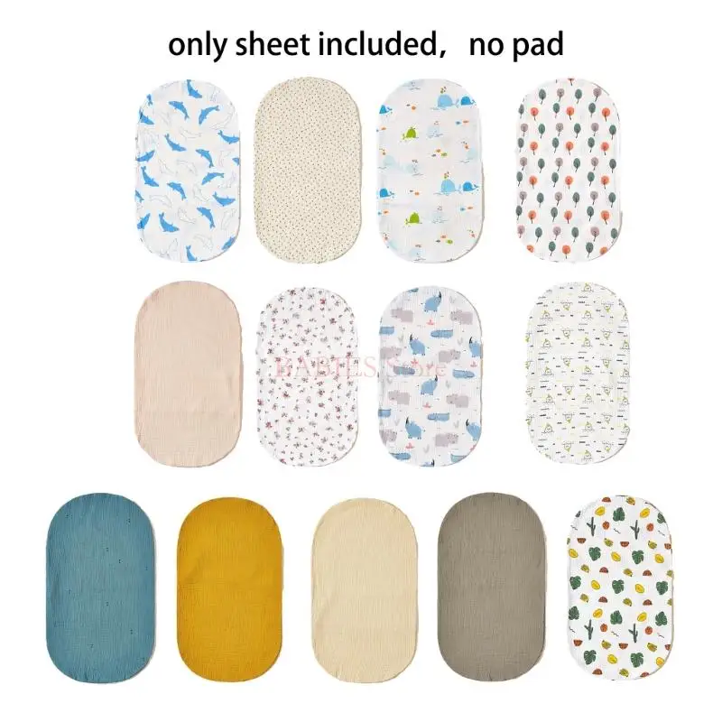 

C9GB Bassinet Mattress Sheet for Crib Basket Washable Cotton Changing Liner