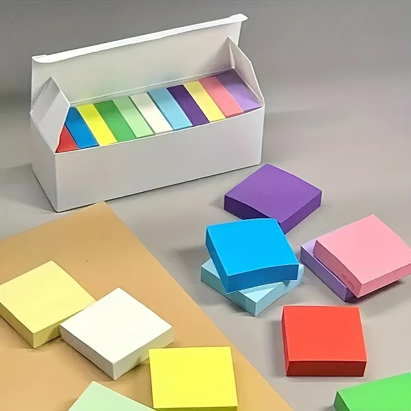 Multicolor Square Sticky Notes, Self-Adhesive Reminders for Quick Messages,11 Colors,Suitable for Office, School, and Home Use