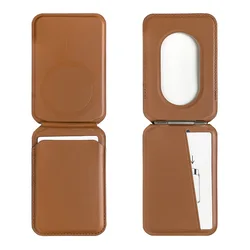 Universal Magnetic Wallet Stand with Rotating Kickstand and Card Holder - Premium PU Leather Case Accessory (Brown)