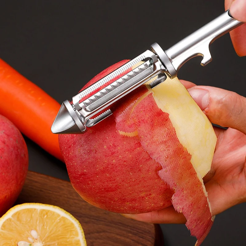 Upgraded 5 In 1 Fruit Vegetable Peeler Cutter Stainless Steel Sharp Potato Carrot Grater Slicer Wine Opener Kitchen Gadget