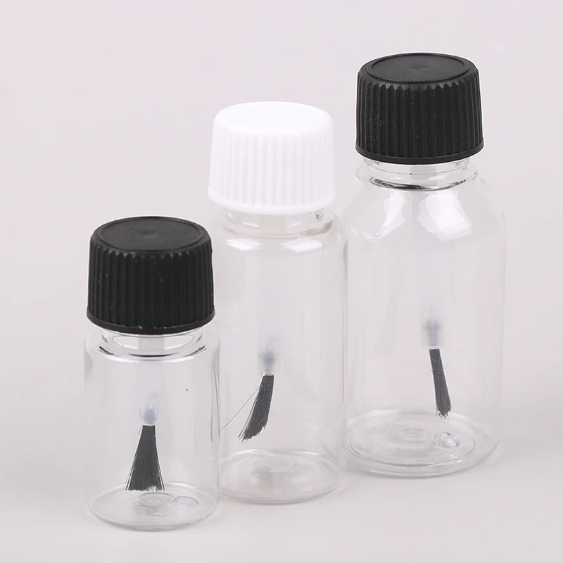 5ml 15ml 20ml 30ml Clear Plastic PET Sample Bottle Brush Cap Refillable Empty Nail Polish Bottles nail polish bottles
