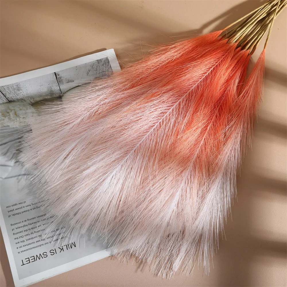 Vibrant Boho Faux Pampas Grass - Set of 10 Elegant Stems for Home and Wedding Decor