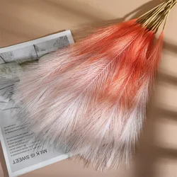 Vibrant Boho Faux Pampas Grass - Set of 10 Elegant Stems for Home and Wedding Decor (Gradient orange)