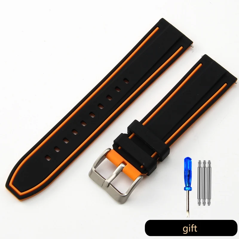 Dual-Tone Quick Release Soft Silicone Watch Strap - Available in Multiple Sizes