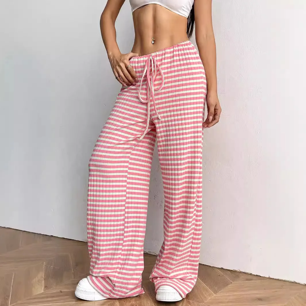 Women Striped Wide Leg Pants Summer