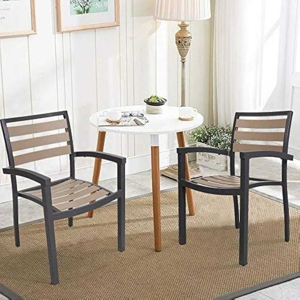Patio Dining Chairs with Armrest Stackable Set of 4 Aluminum Patio Furniture Sets for Living Room Cafe Bar Aluminum Indoor Outdo 2