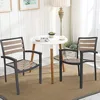 Patio Dining Chairs with Armrest Stackable Set of 4 Aluminum Patio Furniture Sets for Living Room Cafe Bar Aluminum Indoor Outdo 2