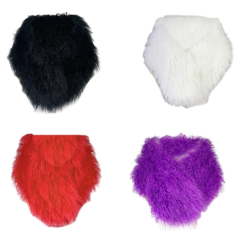 

Elegant Long Furs Shawl for Women Photography Perfect for 1920s Plush Shrug Halloween Cosplay and Evening Dresses