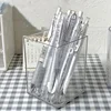 Large Capacity Acrylic Transparent Pen Holder Student Desktop Organizer Box For Men Women Simple Design Crystal Shape 6