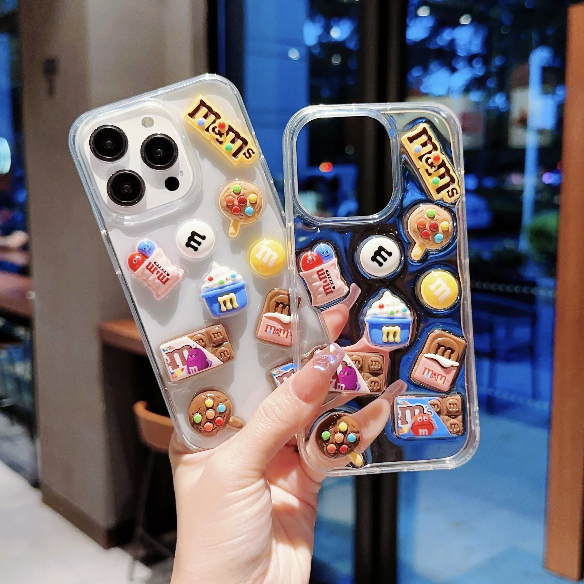 Супер милый чехол для телефона с шоколадом M beans для iPhone 15 14 13 12 11 Pro Max Mini, силиконовые чехлы, Прозрачный 3D мультяшный