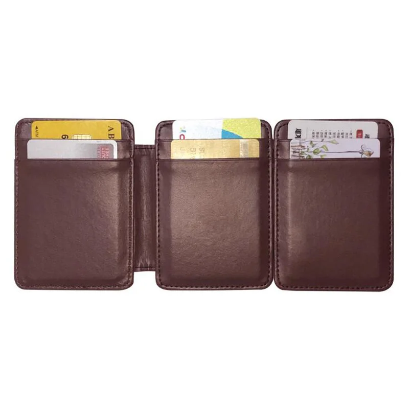 Portable Tri-fold Magic Wallet For Men Small Purse Credit Card Holder Mini Money Bag PU Leather Cash Clip 4