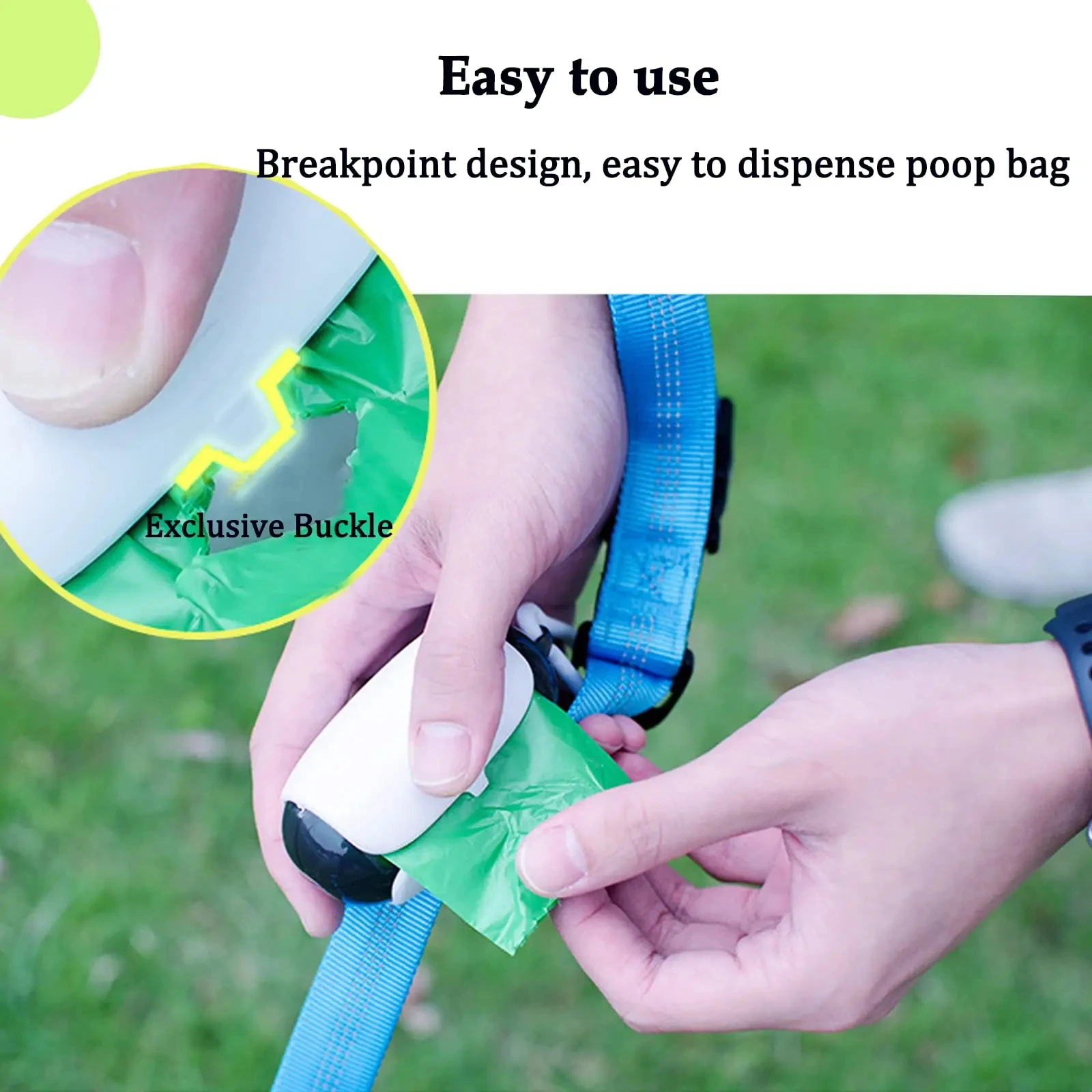Dog Poop Bag Holder for Leashes Pet Waste Bags Dispenser Holder Dog Poop Container 1 Rolls of Pet Bags