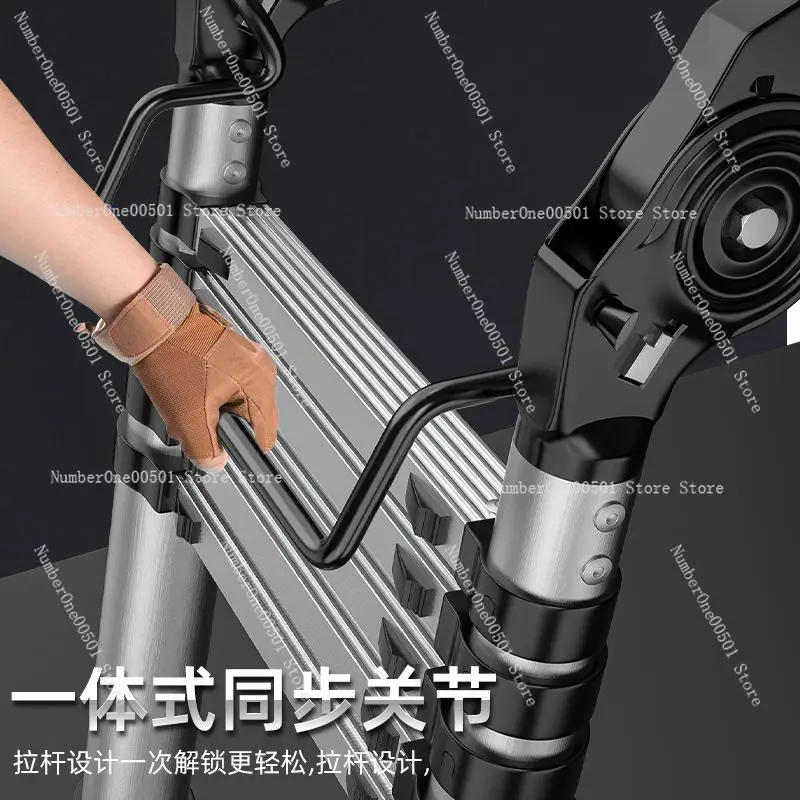 헤비 듀티 알루미늄 텔레스코픽 사다리 4m A형 다용도 접이식 사다리 (가정용 실내외 사용)