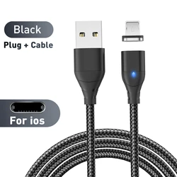 Universal Magnetic Fast Charging Cable - Micro USB & Type C Connector - 0.5m (Black For iPhone)