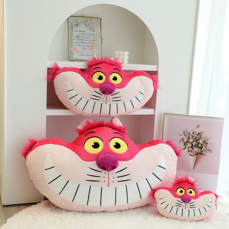 32/45/65cm Cartoon Pink Cat Plush Throw Pillow Toy Anime Stuffed Animals Cats Head Plushies Soft Toys Cushion Car Neck Pillows gray marble neck keychain necklace webbings ribbons anime cartoon neck strap lanyard id badge holder keychain lanyards gifts