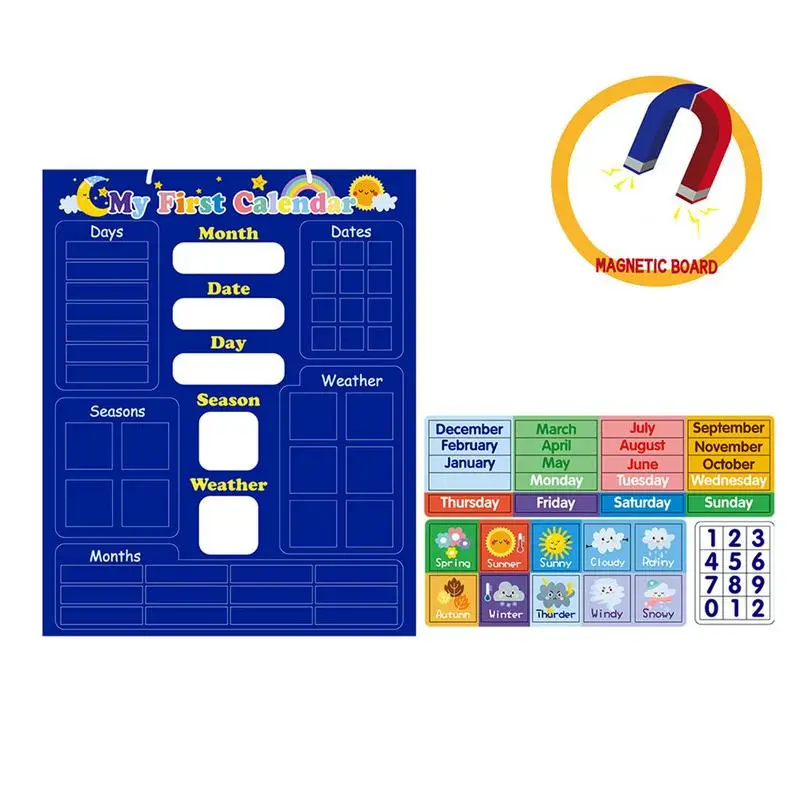 Kids Calendar First Daily Magnetic Calendar Kids Preschool Weather Day Of The Week Lap Time Bulletin Board Kindergarten magnetic dry erase calendar
