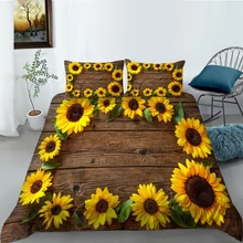 

European Pattern Hot Sale Bed Linen Soft Bedding Set 3d Digital Sunflowers Printing 2/3pcs Duvet Cover Set ES/DE/EU/US Size