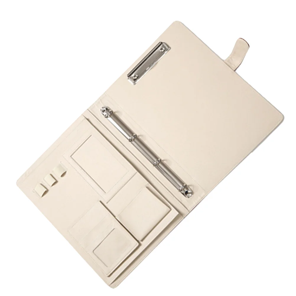 Loose- Leaf Folder Padfolio Folder Document Case Organizer A4 PU Zippered Closure With Business Card Holder