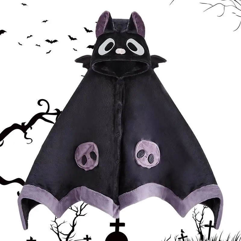 

Cute Trend Anime Bat Sleeved Blanket For Women Fluffy Kawaii Ponchos Soft Loose Cloaks Fox Cartoon Pajamas Velvet Hooded Cape