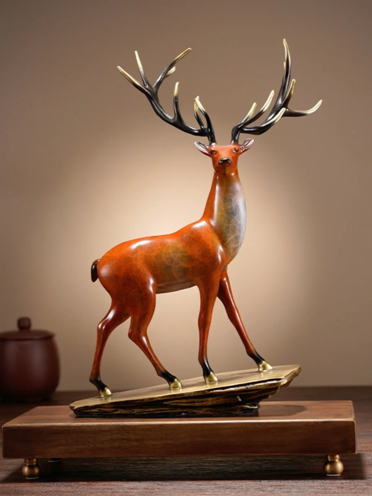 

Yilu Gaosheng Copper Deer Decoration Chinese Style Living Room Office Table-Top Decoration for Senior Leaders