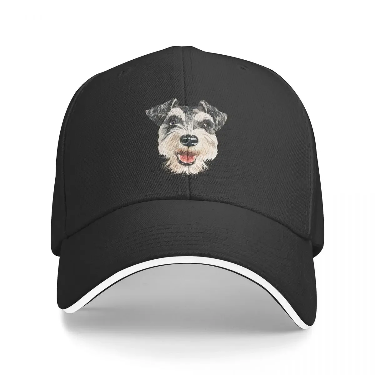 

Smiling Schnauzer Baseball Cap black custom Hat Snap Back Hat For Girls Men's