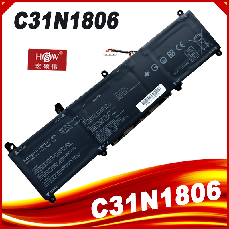 Batterie Ordinateur Portable Asus C31N1806 / C31PIJ1 - 42Wh, 11.55V, 3 Cellules - Compatible VivoBook S13, S330, X330…