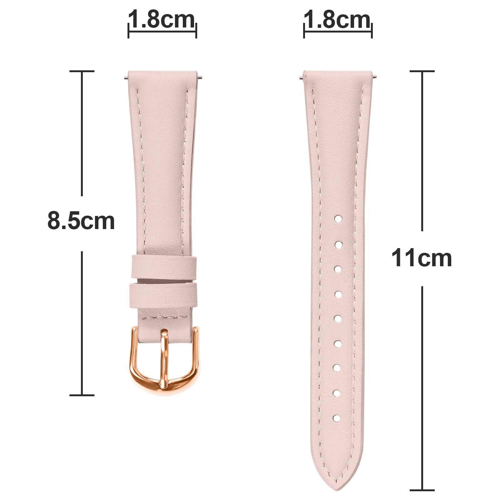 Classic Leather 18mm Replacement Wristband with Buckle - Unisex Strap