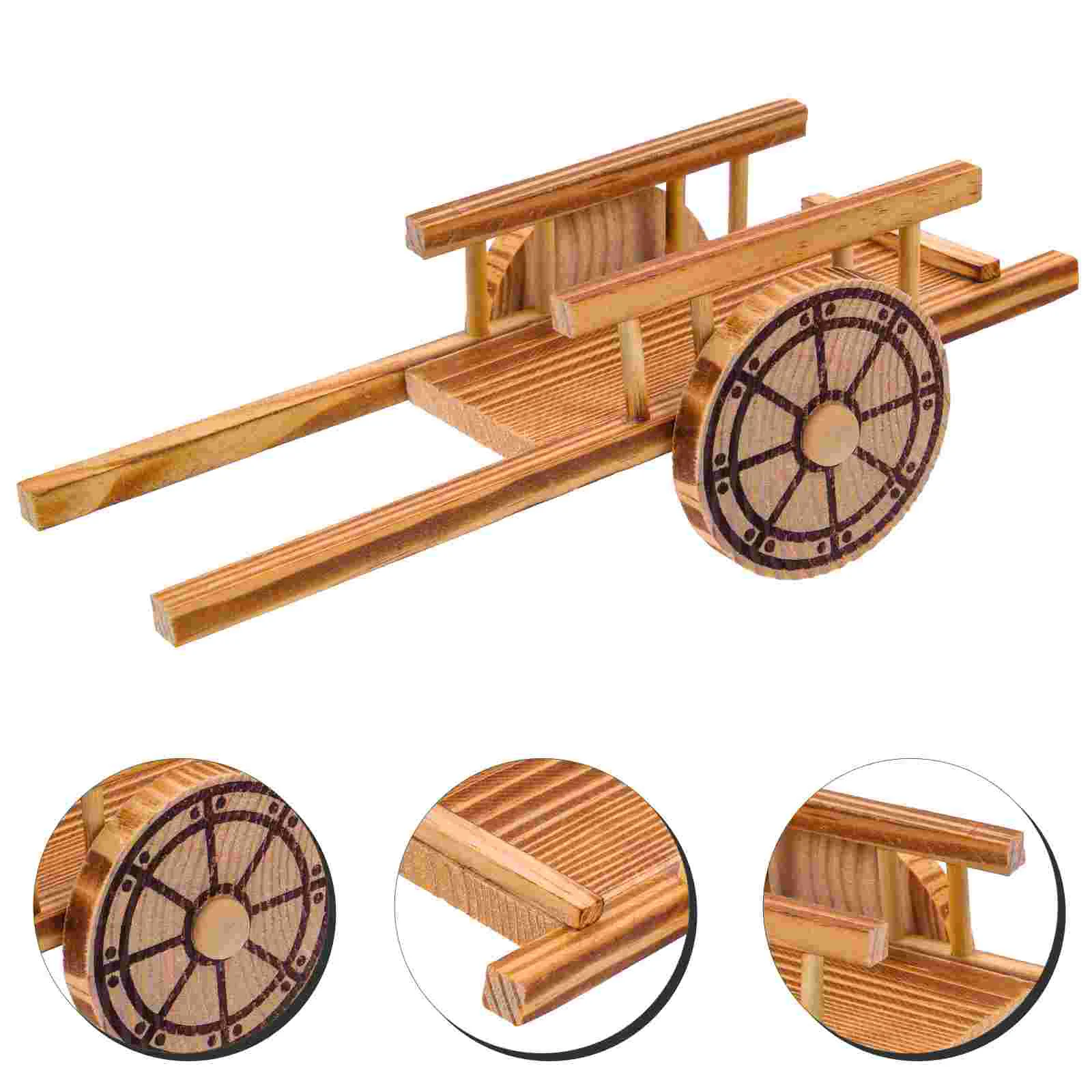 Miniature Farm Trolley Model Simulation Tiny Cart Toy Wheel Barrow Pulling Cart Dollhouse Garden Furniture Kid Pretend Play Toys