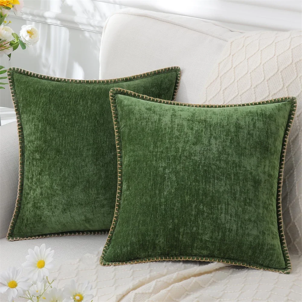 Chrimast Chenille-Kissenbezug, 45 x 45 cm, weicher Überwurf-Kissenbezug, dekorativer quadratischer Kissenbezug für Couch, Sofa, Bett, Kissenbezug 50 x 50